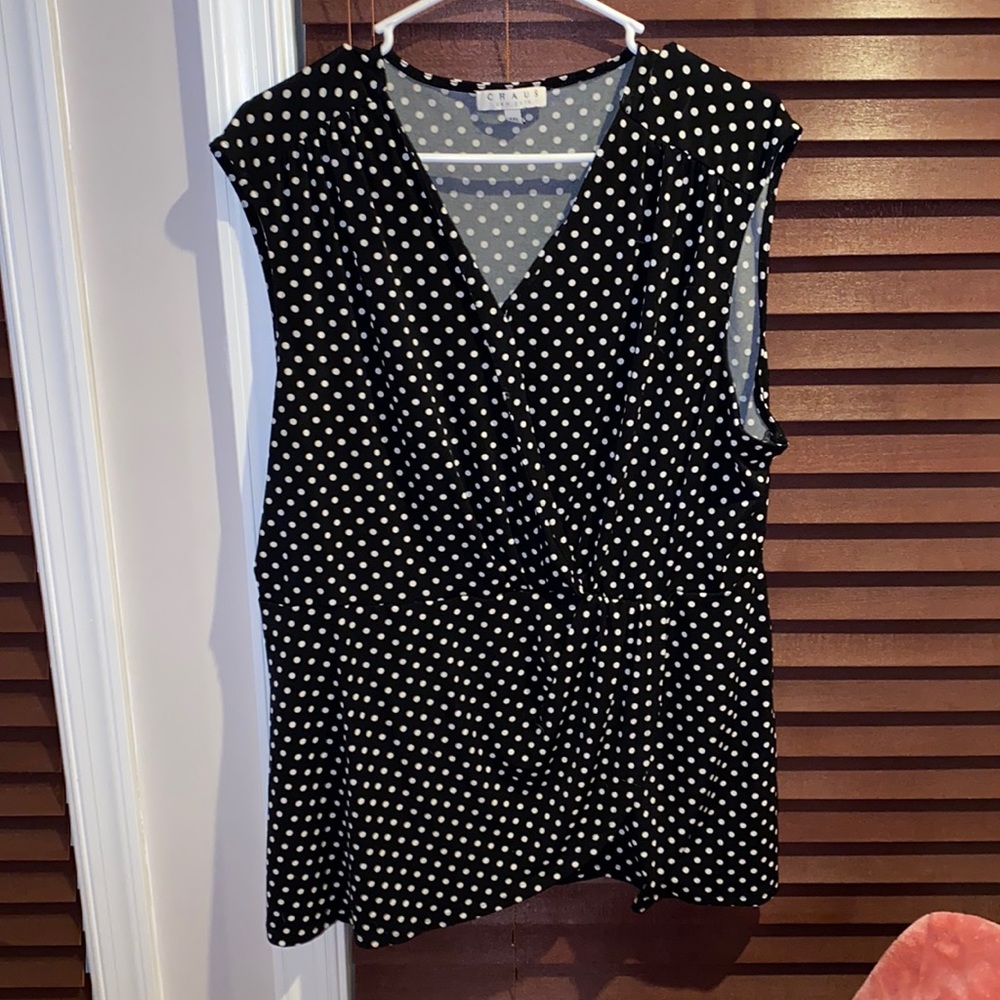 Chaus New York black and white polka dot tank blouse